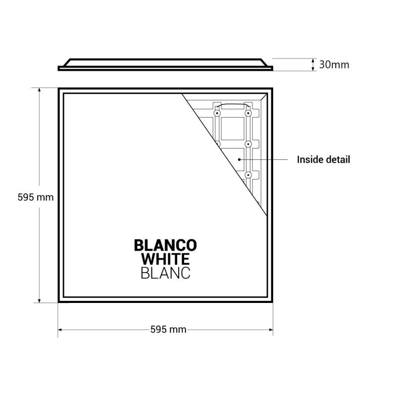 Panneau LED encastré Backlit 60x60cm - 40W - 4800lm - Driver LIFUD - UGR22