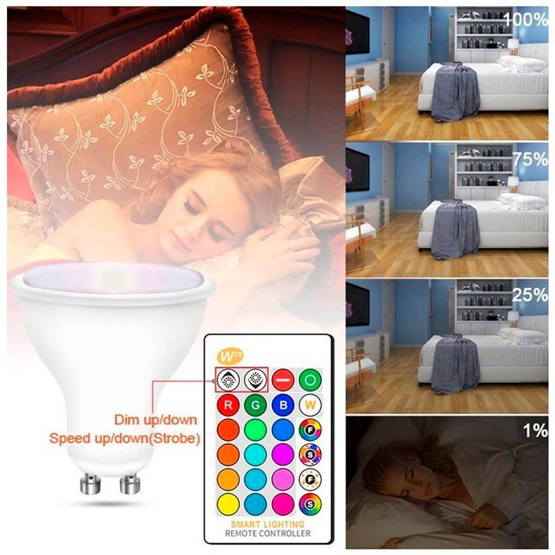 Ampoule LED GU10 RGBW 5W avec Télécommande - Éclairage Multicolore et Réglable