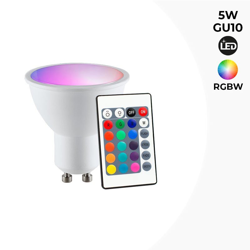 Ampoule LED GU10 RGBW 5W avec Télécommande - Éclairage Multicolore et Réglable