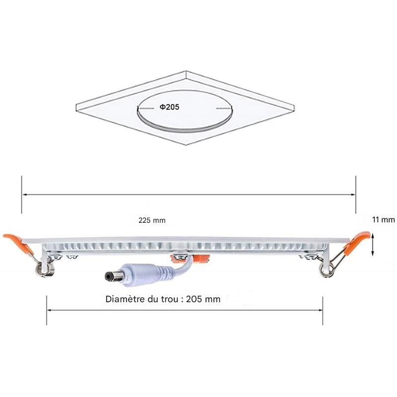 Spot LED encastrable circulaire 18W - Découpe Ø 205 mm - Garantie 5 ans