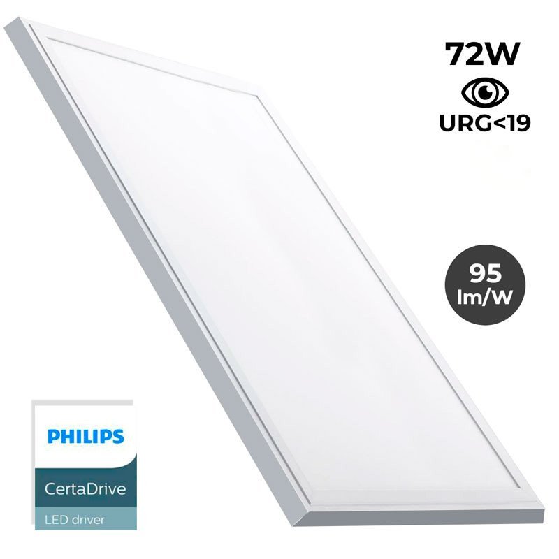 Panneau LED 120x60 cm en saillie extra-plat - Driver Philips - 72W - UGR19 - Avec KIT de montage
