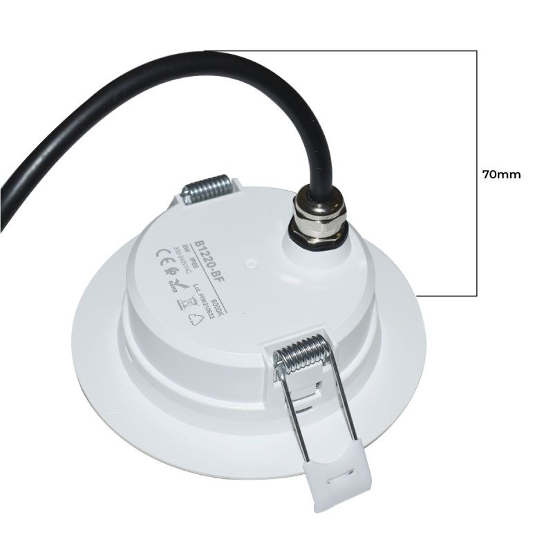 Spot LED encastrable rond étanche - IP65 - 8W - Coupe Ø 80-95mm