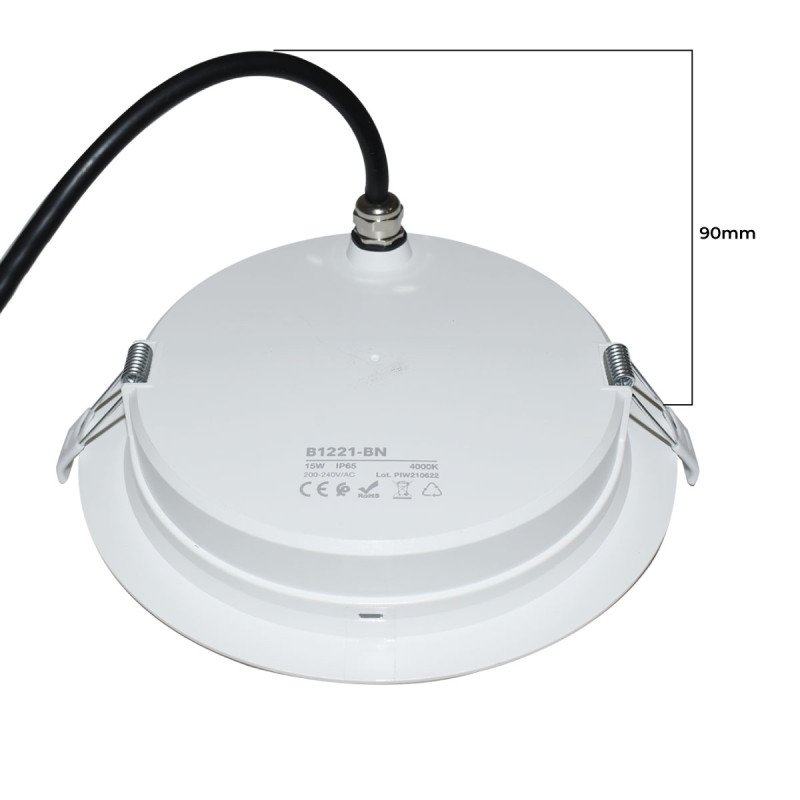 Spot LED encastrable rond étanche - IP65 - 15W - Coupe Ø 145-160mm