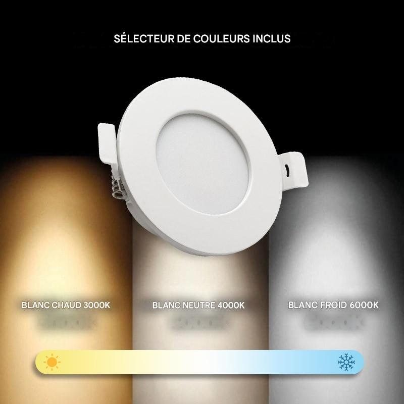 Spot Downlight LED rond étanche CCT - 7W - IP44 - Coupe Ø 68-75mm