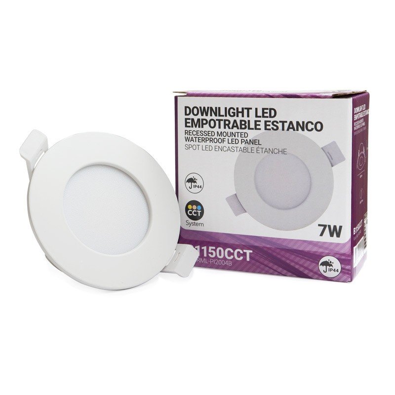 Spot Downlight LED rond étanche CCT - 7W - IP44 - Coupe Ø 68-75mm