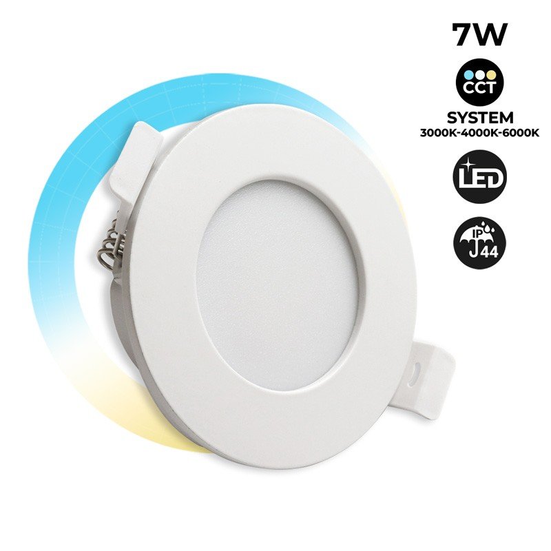 Spot Downlight LED rond étanche CCT - 7W - IP44 - Coupe Ø 68-75mm