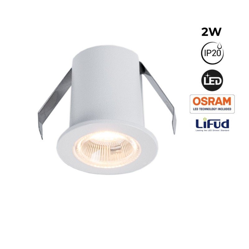 Spot LED encastrable rond 2W - Puce Osram - UGR18 - Coupe Ø 25mm - Blanc