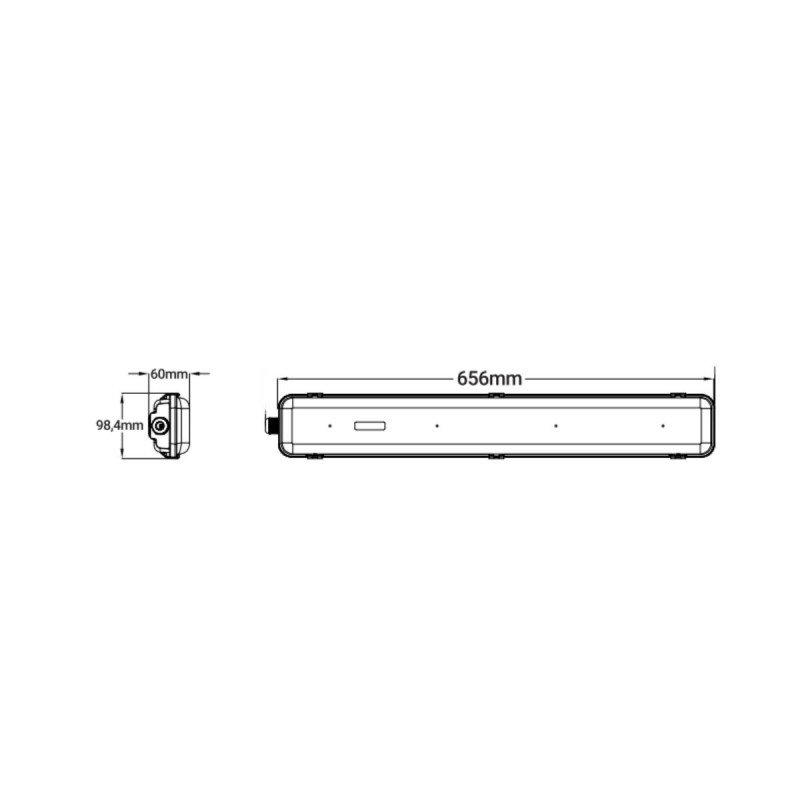 Boîtier étanche pour 2 tubes LED 60cm – IP65 – Résistant – Usage extérieur
