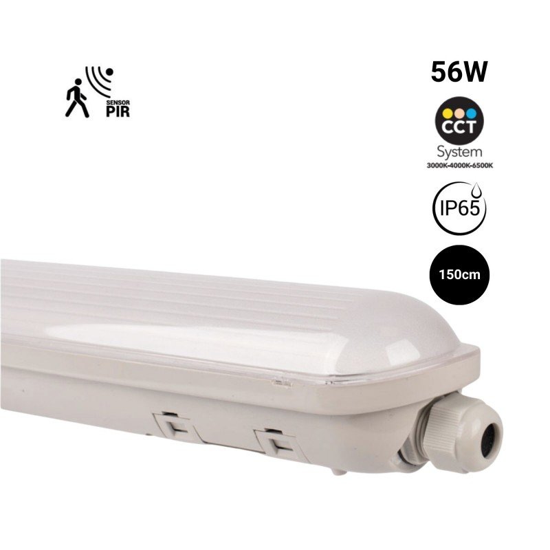 Réglette LED étanche 150cm – 56W Haute Performance – Capteur de Mouvement