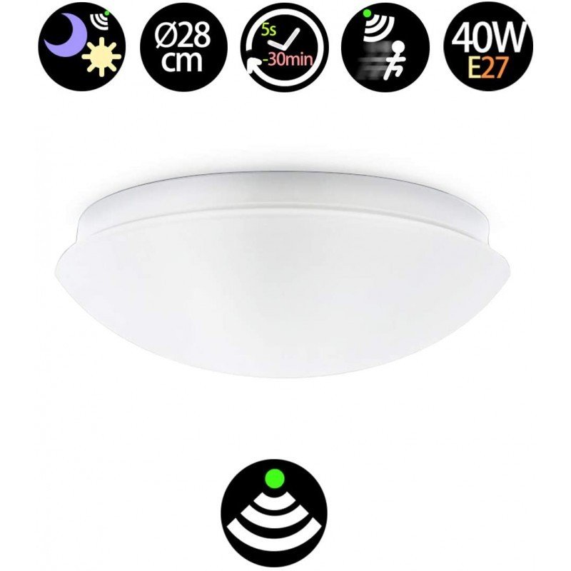 Plafonnier E27 avec capteur de mouvement IP44 Ultra Pratique