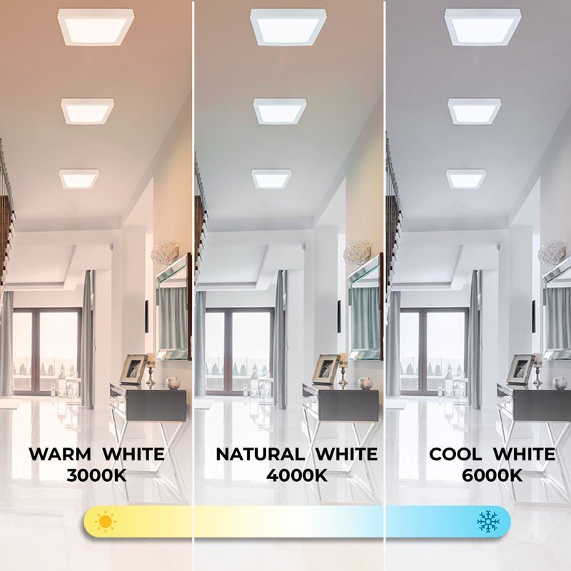 Plafonnier LED carré 18W – Certifié 1800 lm – Intérieur IP20
