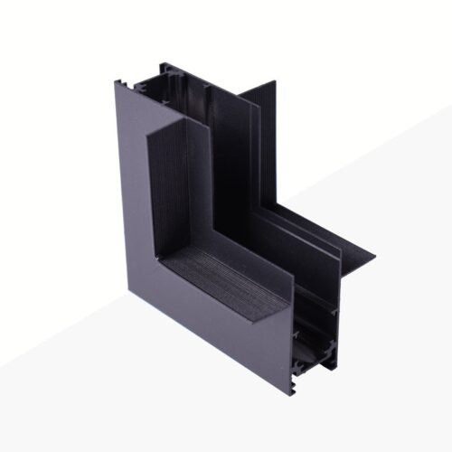 Connecteur en L rail magnétique encastrable 20mm – Angle 90° – Vertical – Noir