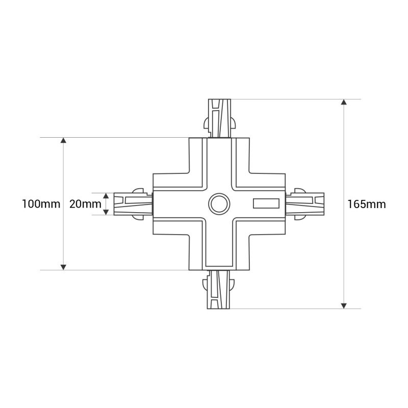 Joint pour rail encastré triphasé - Connecteur en X rigide