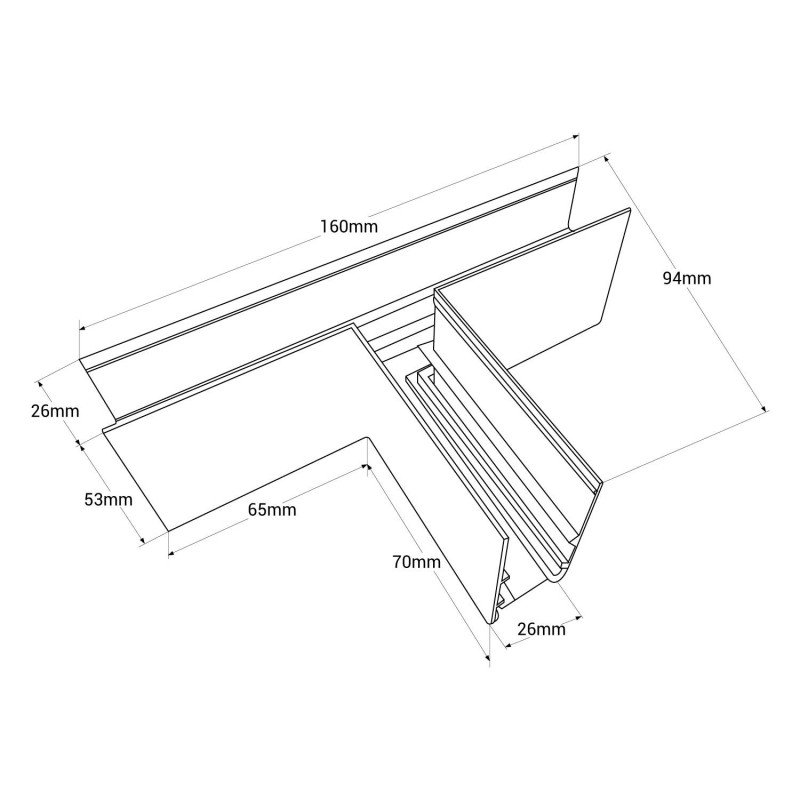 Jonction en T rail magnétique encastré 20 mm – Connecteur 90° – Installation facile