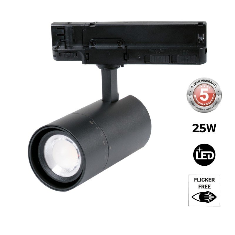 Projecteur LED triphasé - Puissance réglable + ZOOM : 15W/20W/25W - CCT lumière ajustable