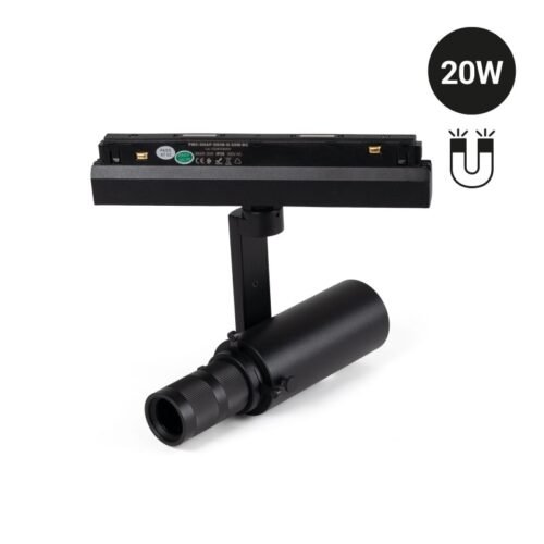 Projecteur orientable pour rail magnétique 48V – 20W – 20º-35º – Blanc chaud 3000K