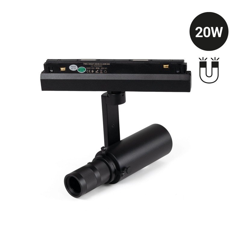 Projecteur orientable pour rail magnétique 48V - 20W - 20º-35º - Blanc chaud 3000K