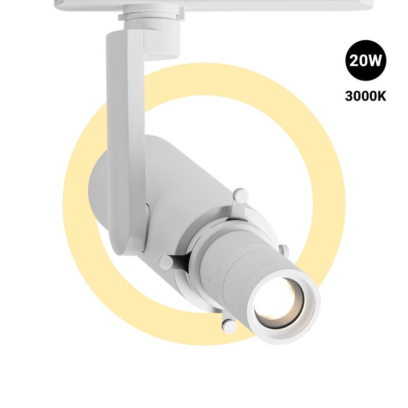 Projecteur découpe pour rail monophasé - 20W - 20º-35º - Professionnel