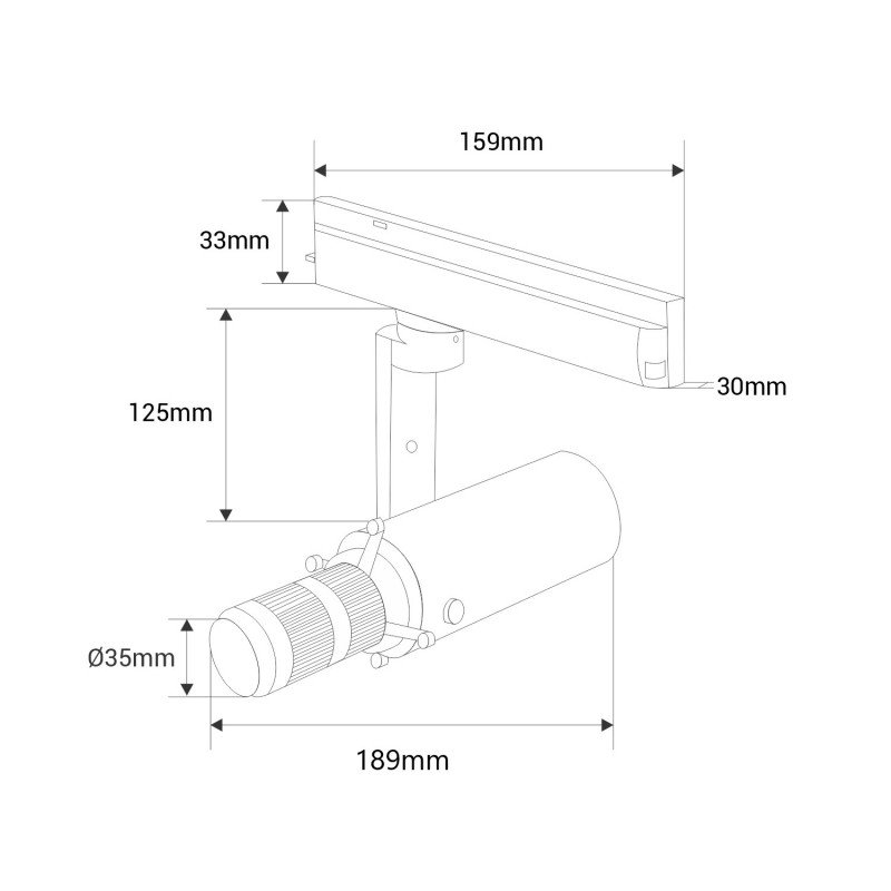 Projecteur découpe pour rail monophasé - 20W - 20º-35º - Professionnel