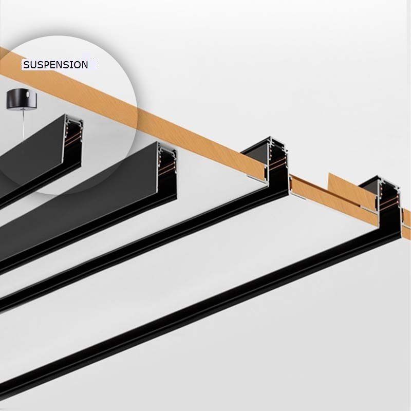 Rail magnétique 48V avec un kit de suspension - 2 mètres