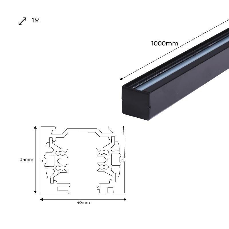 Rail triphasé en saillie pour spots LED - 1 mètre