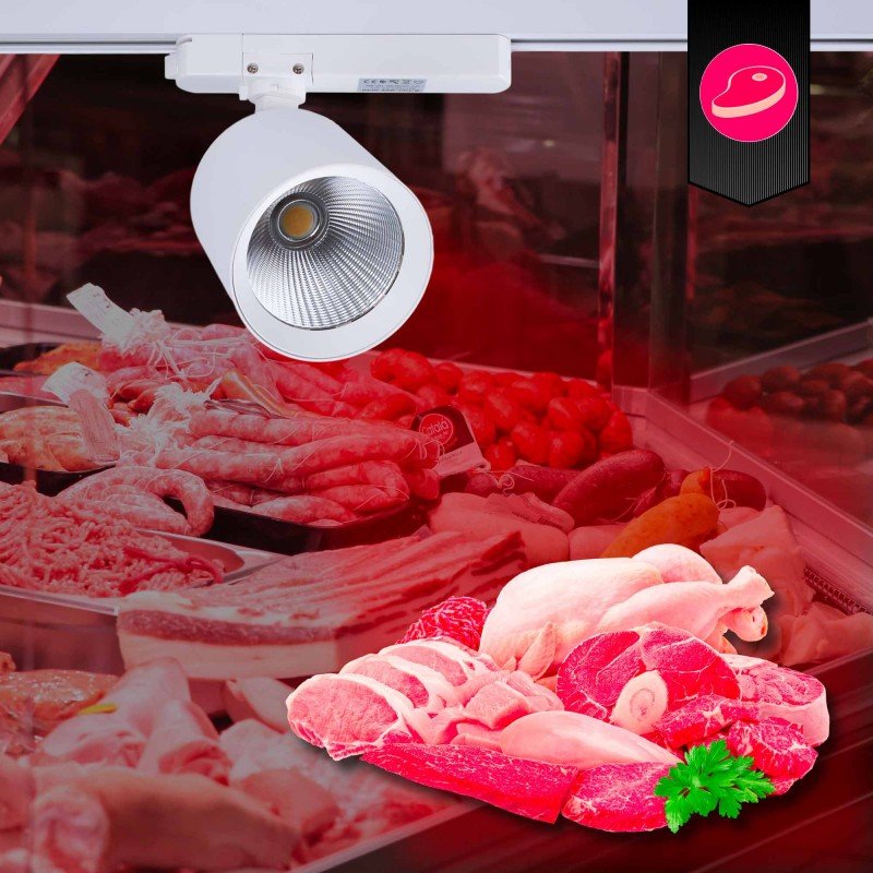 Spot LED 40W pour rail monophasé - Spécial boucheries