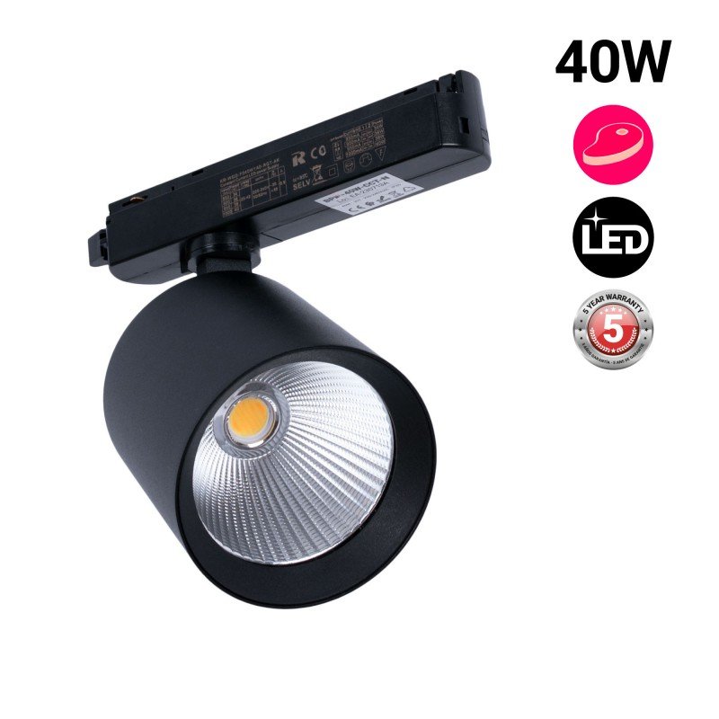 Spot LED 40W pour rail monophasé - Spécial boucheries