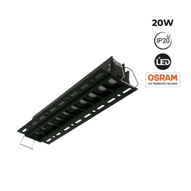 Spot LED encastré rectangulaire 20W – UGR18 – Pour Placo