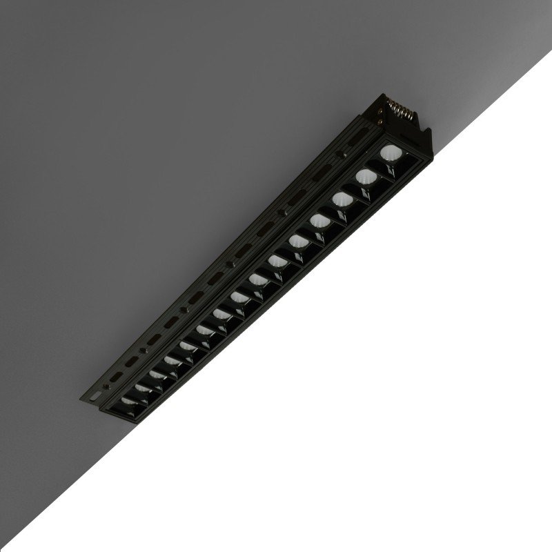 Spot LED encastrable linéaire 30W pour placo – UGR18 - IRC90 – Noir