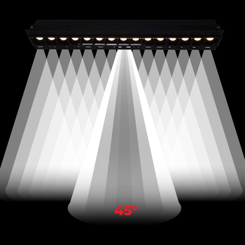 Spot LED encastrable linéaire 30W pour placo – UGR18 - IRC90 – Noir