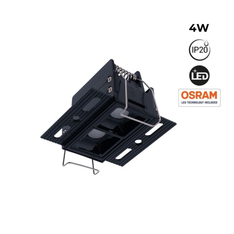Spot LED encastrable pour intégration placo - 4W - UGR18 - IRC90 - Noir