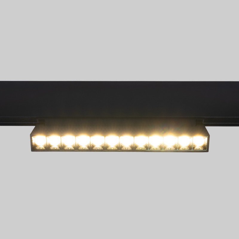 Spot LED linéaire orientable sur rail magnétique 48V - 12W - 2800K - Puce OSRAM - UGR18 - Noir