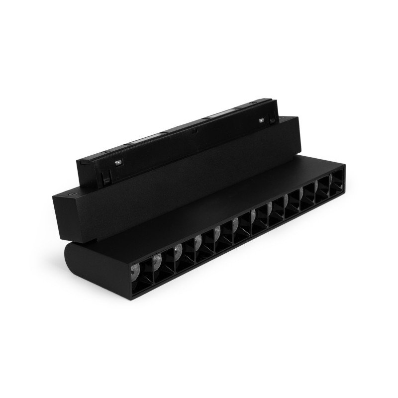 Spot LED linéaire orientable sur rail magnétique 48V - 12W - 2800K - Puce OSRAM - UGR18 - Noir