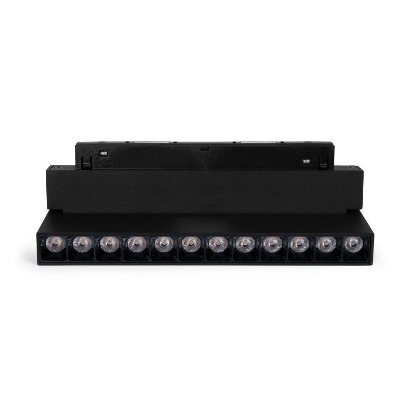 Spot LED linéaire orientable sur rail magnétique 48V - 12W - 2800K - Puce OSRAM - UGR18 - Noir
