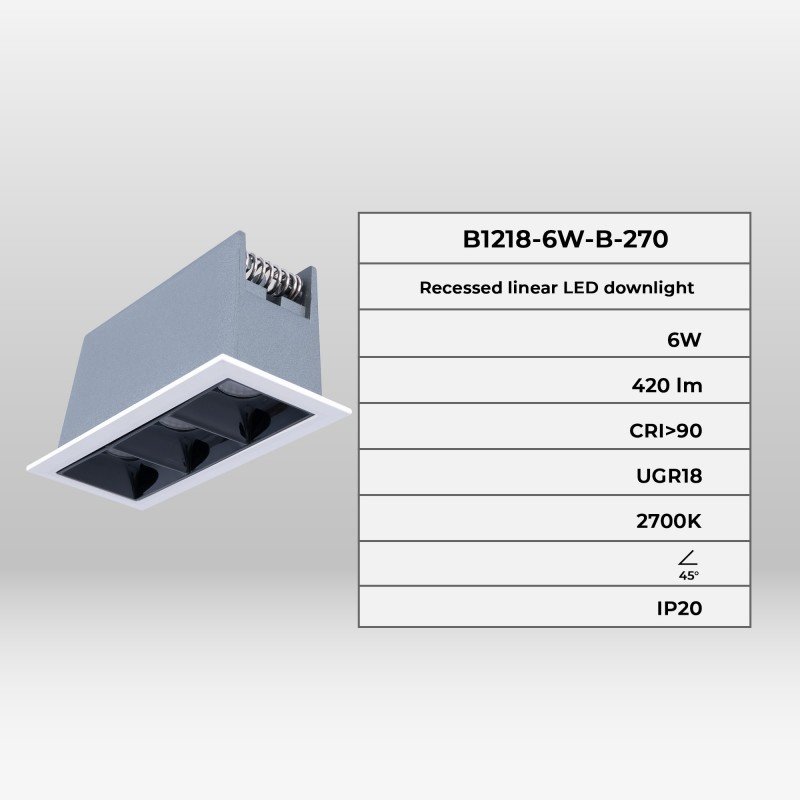 Spot LED encastrable 6W – Ultra confort UGR18
