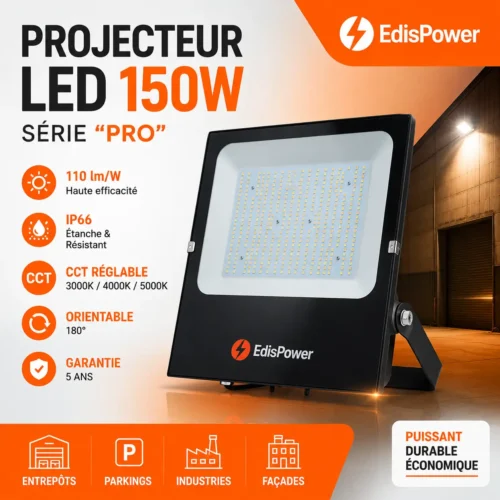 Projecteur LED 150W – Puissant IP66 – Extérieur Pro
