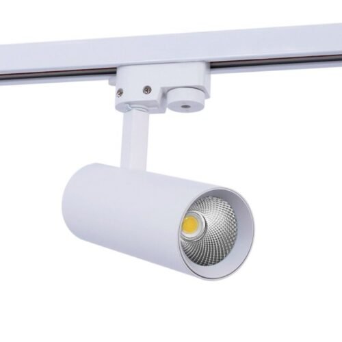 Projecteur LED sur rail monophasé – CCT réglable sur 3 tonalités de 3000K à 6500K – 10W – IRC 90 – Driver KGP – Blanc