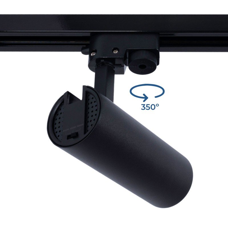 Projecteur LED sur rail monophasé - CCT lumière réglable sur 3 tonalités de 3000K à 6500K - 10W - IRC 90 - Driver KGP - Noir