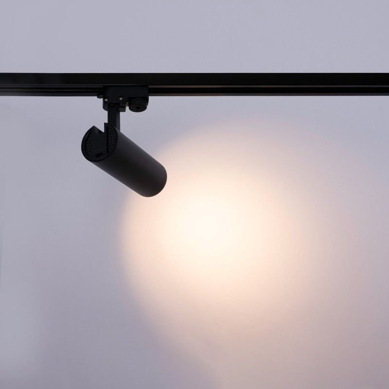 Projecteur LED sur rail monophasé - CCT lumière réglable sur 3 tonalités de 3000K à 6500K - 10W - IRC 90 - Driver KGP - Noir