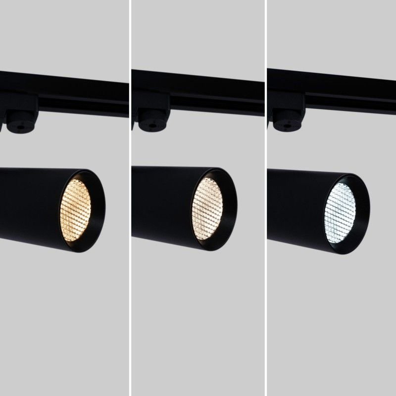 Projecteur LED sur rail monophasé - CCT lumière réglable sur 3 tonalités de 3000K à 6500K - 10W - IRC 90 - Driver KGP - Noir