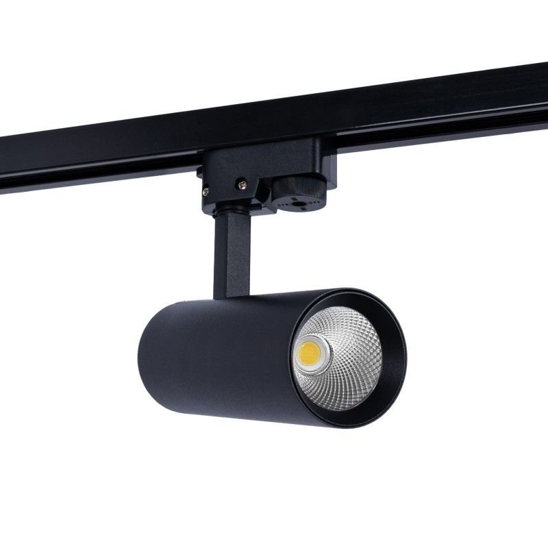 Projecteur LED sur rail monophasé - CCT lumière réglable sur 3 tonalités de 3000K à 6500K - 10W - IRC 90 - Driver KGP - Noir