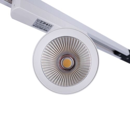 Projecteur LED sur rail monophasé CCT lumière réglable de 3000K à 6500K – 40W – IRC 90 – Blanc