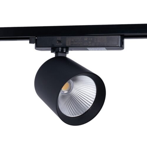 Projecteur LED sur rail monophasé CCT lumière réglable sur 3 tonalités de 3000k à 6500K – 40W – IRC 90 – Noir