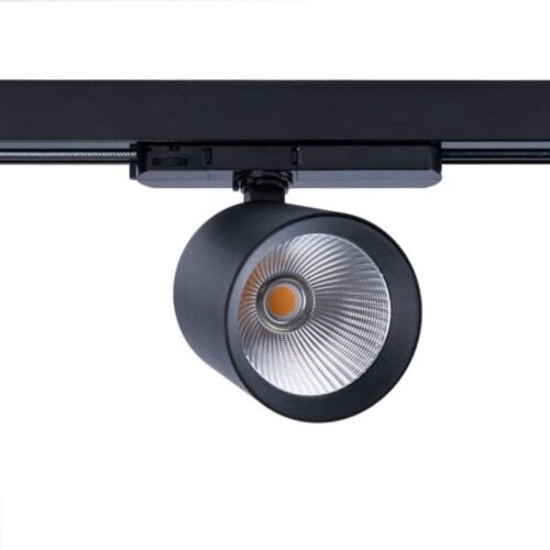 Projecteur LED sur rail triphasé CCT lumière réglable sur 3 tonalités de 3000K à 6500K – 40W – IRC 90 – Driver KGP – Noir