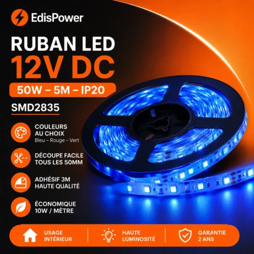 Ruban LED 12V 5m – 50W Haute Performance – IP20