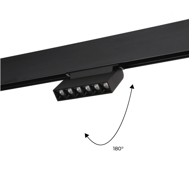 Spot LED linéaire orientable pour rail magnétique 48V - 6W - UGR16 - Noir