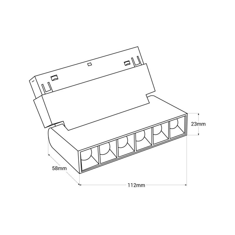 Spot LED linéaire orientable pour rail magnétique 48V - 6W - UGR16 - Noir