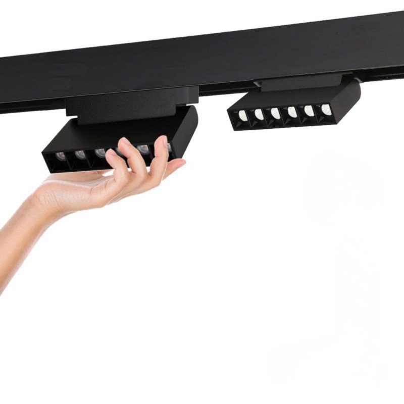 Spot LED linéaire orientable pour rail magnétique 48V - 6W - UGR16 - Noir