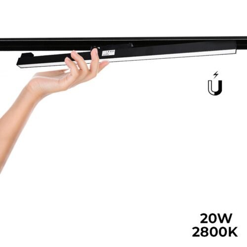 Spot LED linéaire opale pour rail magnétique 48V – 20W – Noir