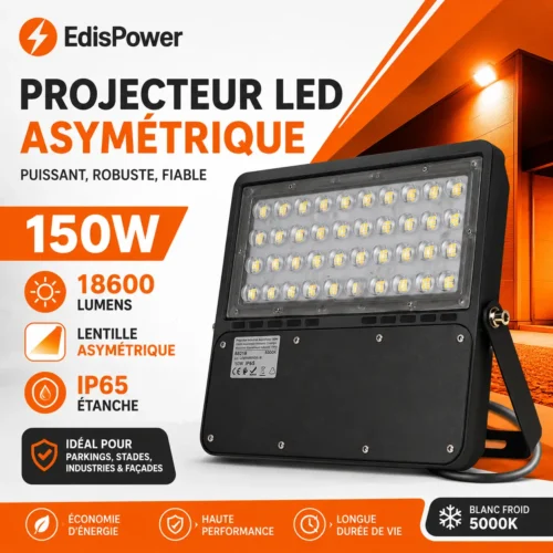 Projecteur LED asymétrique 150W – Puissant IP65 – Professionnel